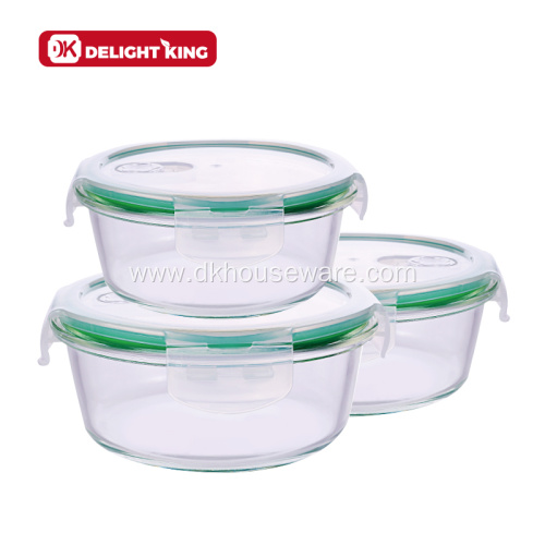 Glass Food Containers Set with Pushing Vent